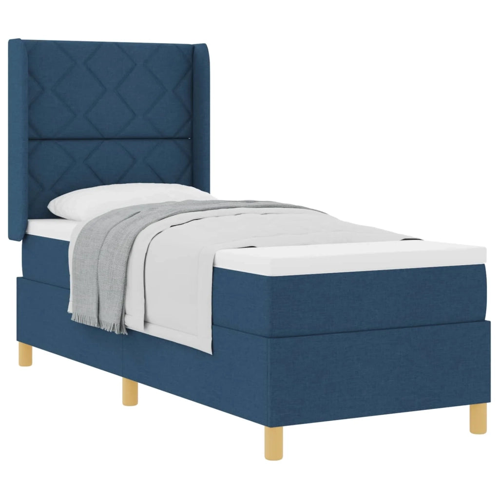 Letto a molle con materasso Blu 80 x 200 cm Tessuto