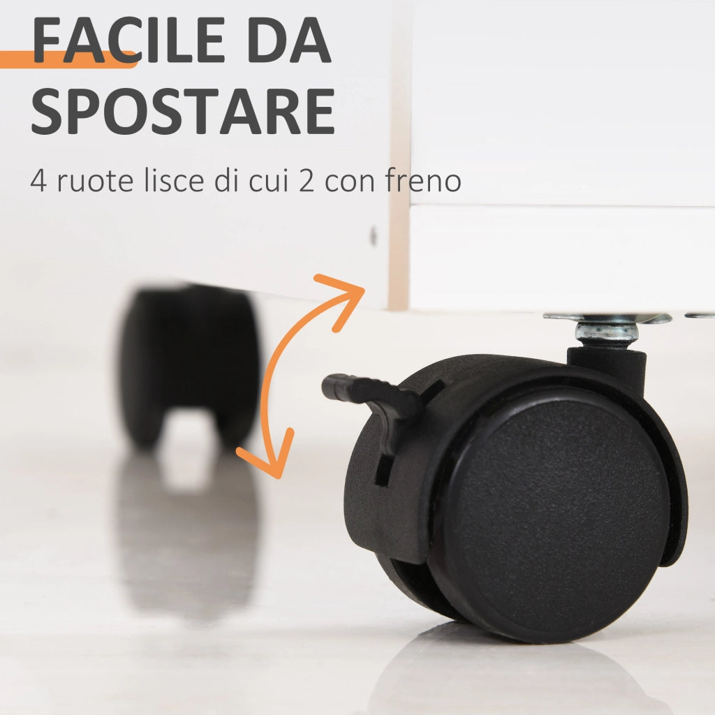EasyComfort Schedario da Ufficio con Cassetto, Ruote a Freno e Ripiano Aperto, Cassettiera Ufficio con Serratura e 2 Chiavi per Lettera/Legale/Formato A4, Armadietto per Studio, 40x35x60cm, Bianco
