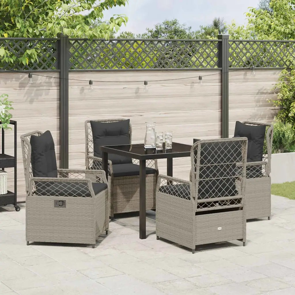 Set da Pranzo per Giardino 5 pcs Grigio chiaro polyrattan 3381017