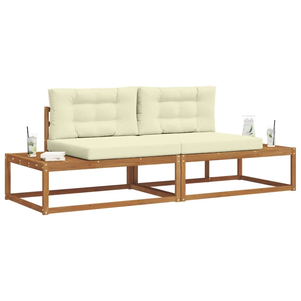 Set di divani da esterno-Sofa da giardino con cuscino Naturale e Crema 782929