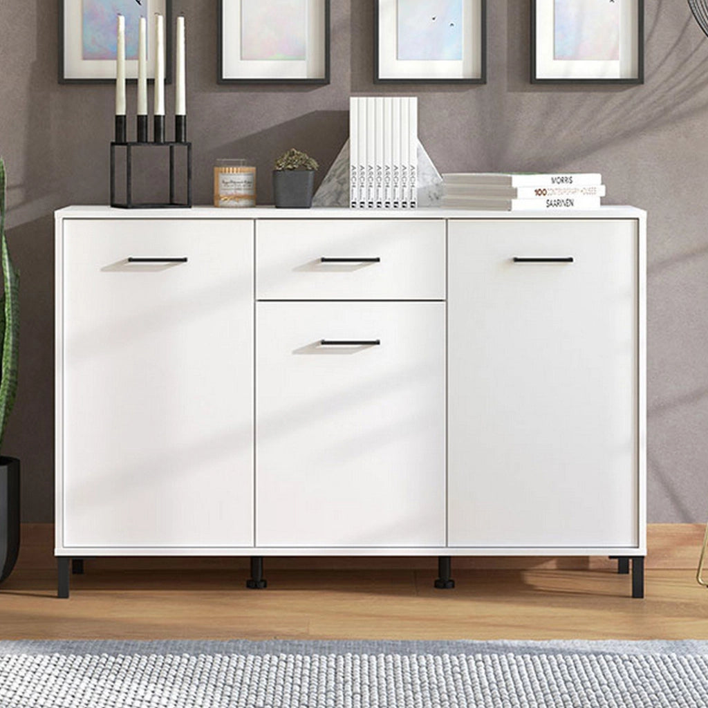 Madia Laerru, Credenza 3 Ripiani, 138x40x90h cm Bianco