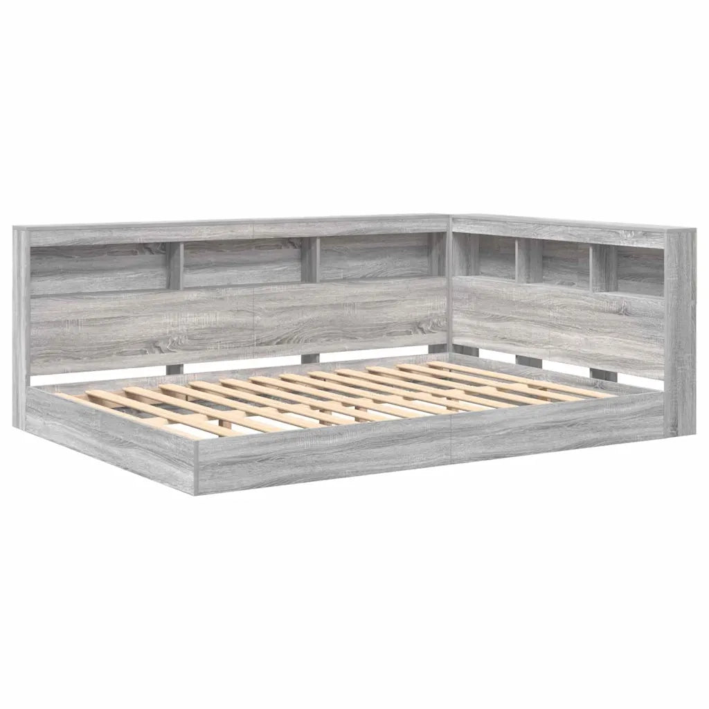 Letto Libreria Grigio sonoma 160 x 200 cm Legno multistrato 3335743