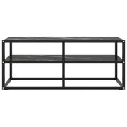 Mobile TV-Credenza per TV-Console TV Nero con Vetro Nero Marmo 100x40x40 cm
