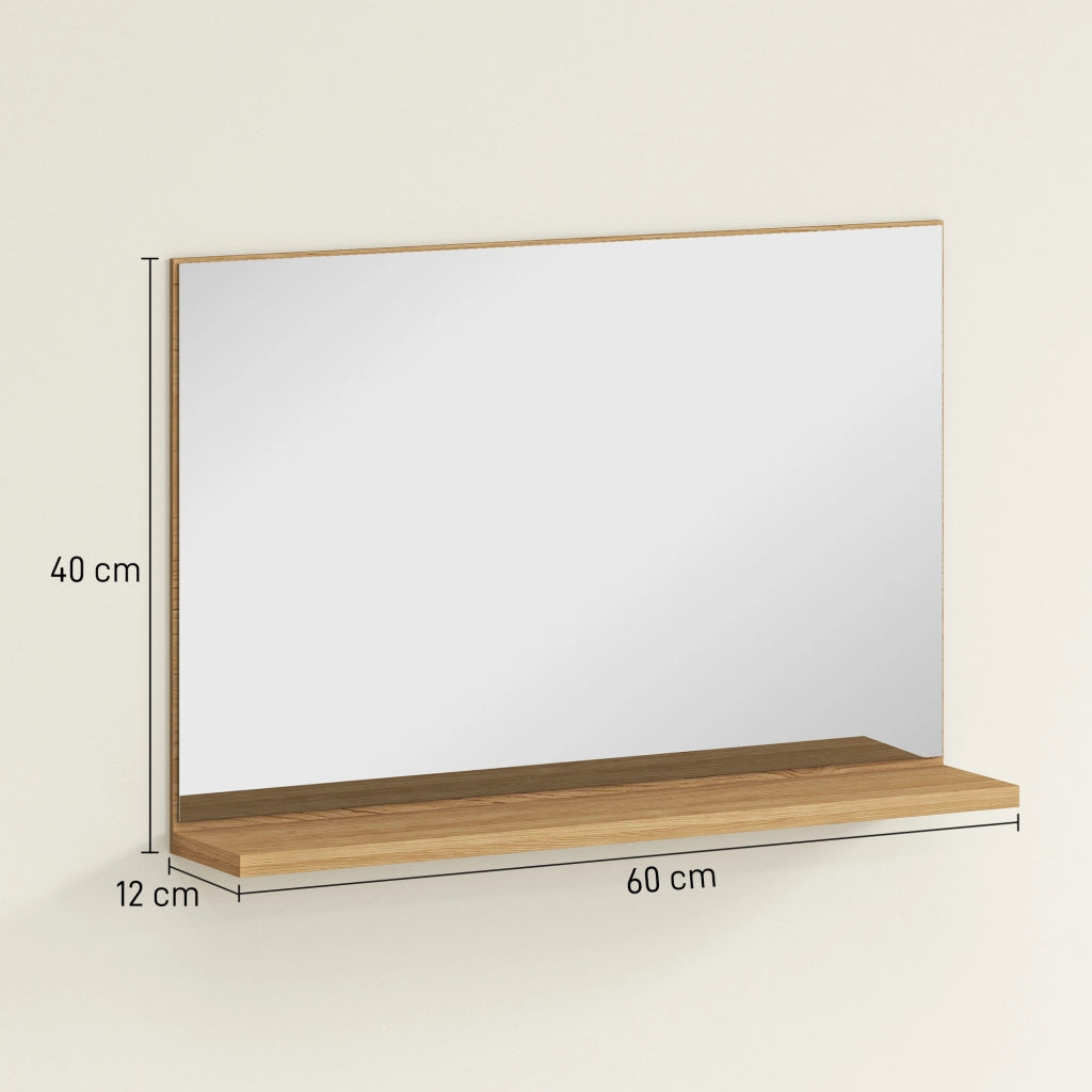 Specchio Bagno da Parete 60x12x40 cm con Mensola in Truciolato Legno