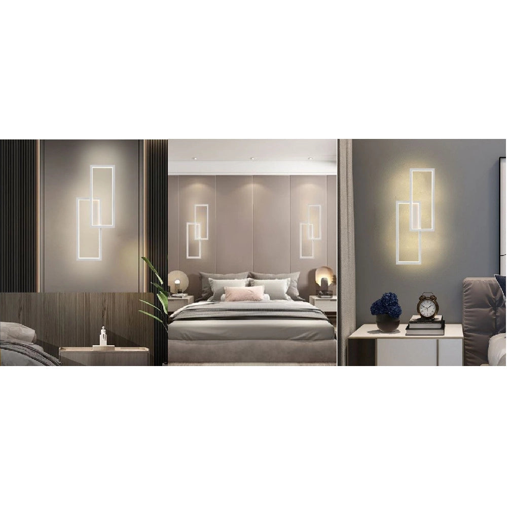 Trade Shop - Applique Led Da Parete 32w 2 Rettangoli Aperti Luce Calda Fredda Naturale Aq25-b -