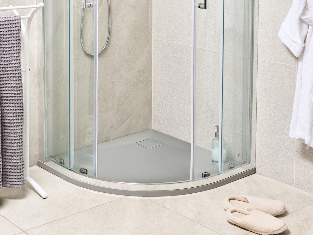 Piatto doccia con scarico grigio SMC 80 x 80 x 3 cm effetto pietra naturale minimalista