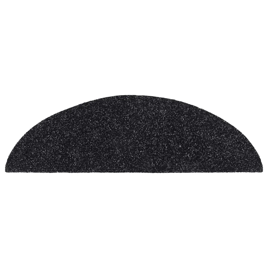 Tappetini per scale autoadesivi 15 pz 56x17x3 cm neri semicircolari 132692