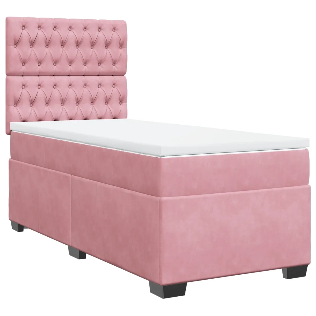 Giroletto a Molle con Materasso Rosa 80x200 cm in Velluto 3290773