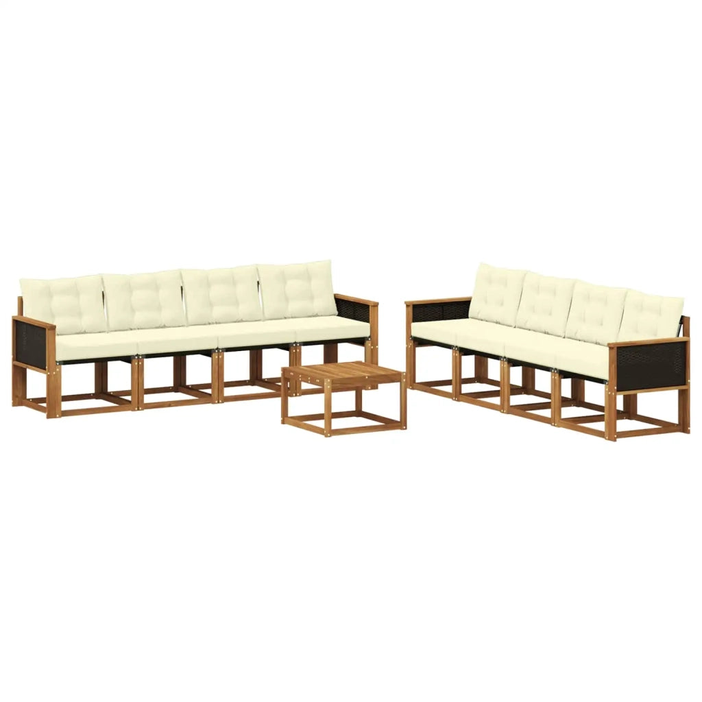 Set di divani da esterno 9 pz Naturale e Crema 3381846