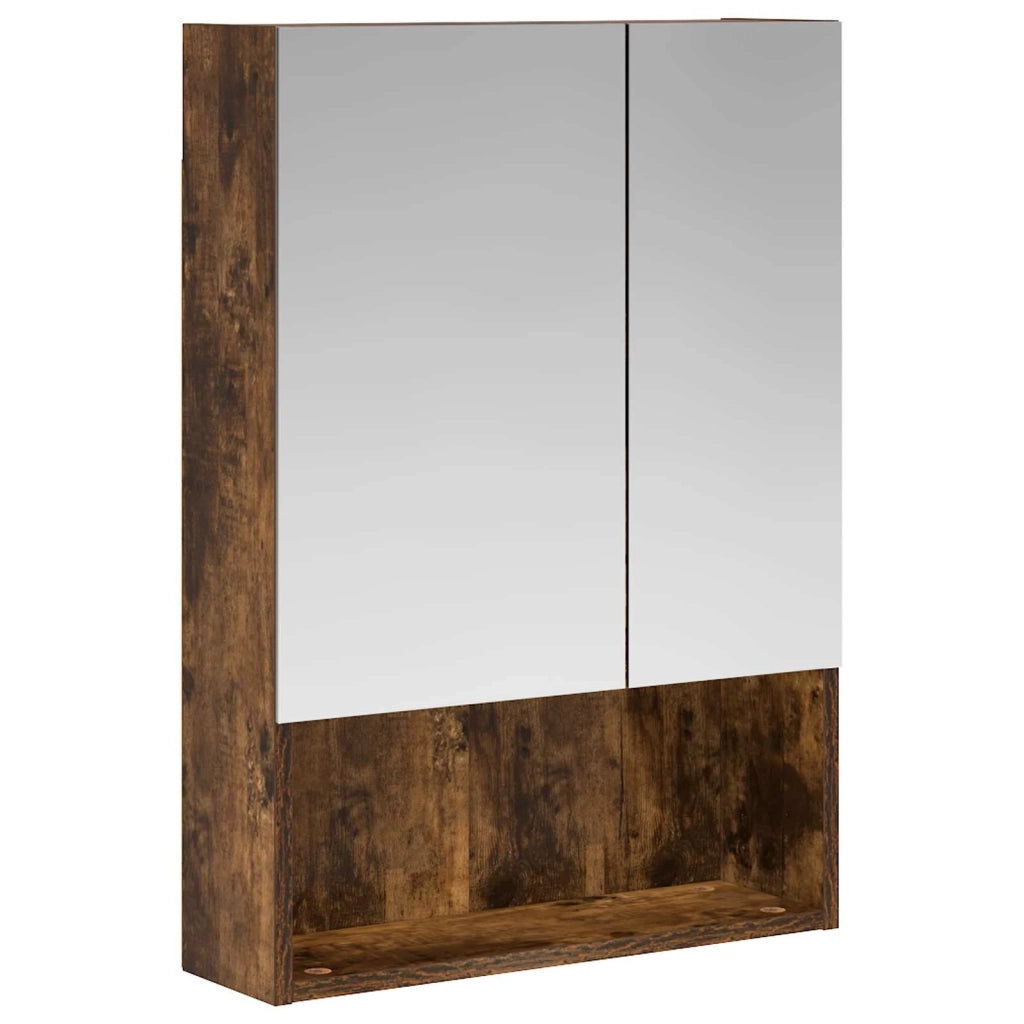 Mobiletto per specchio da bagno Rovere fumé 50 x 14,5 x 70 cm