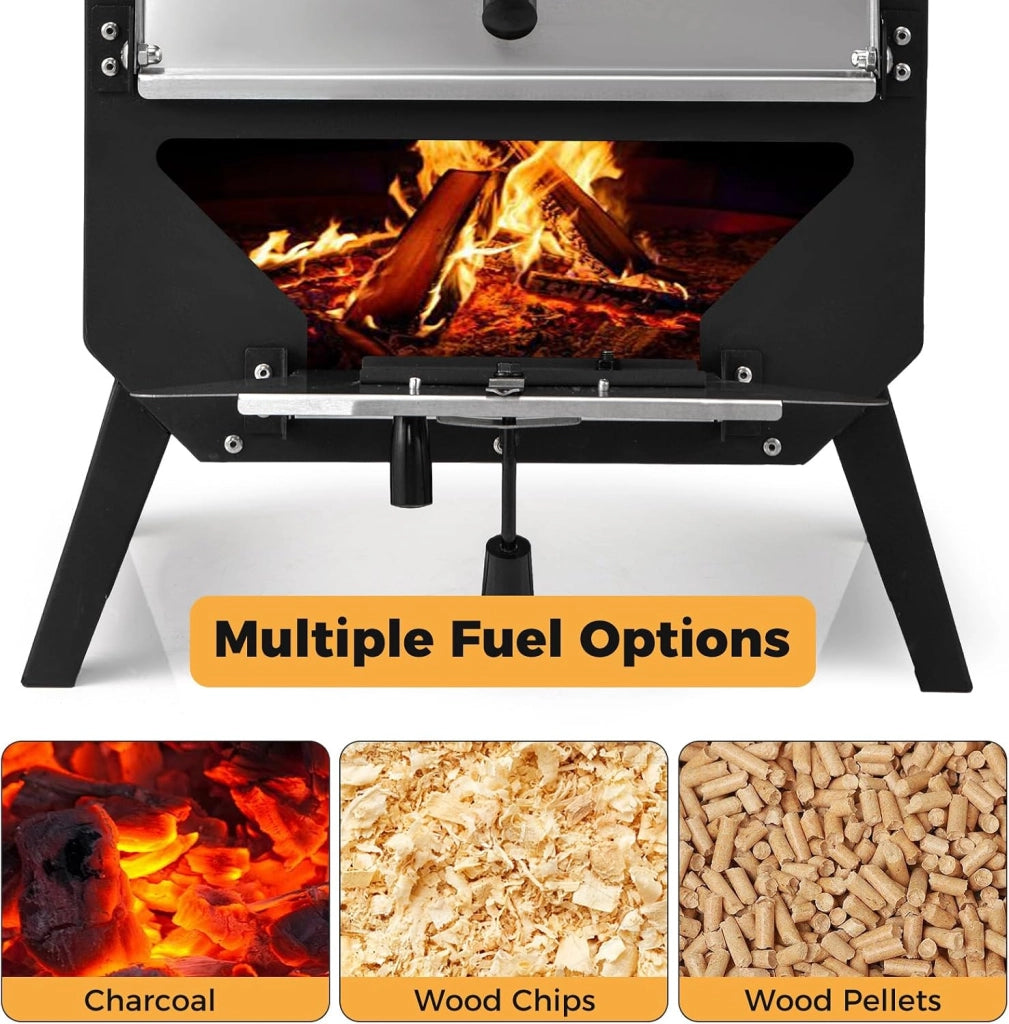Pizza aperta all'aperto, forno per pizza portatile con pietra per pizza, pala per pizza e copertura in tessuto Oxford, forno a legna in acciaio inox con manici, forno per pizza per giardino