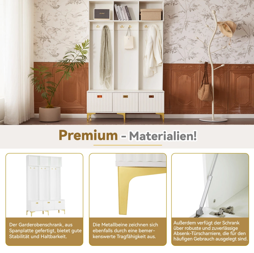 Mobile ingresso con panca e appendiabiti bianco 120x23,5x191,5 cm