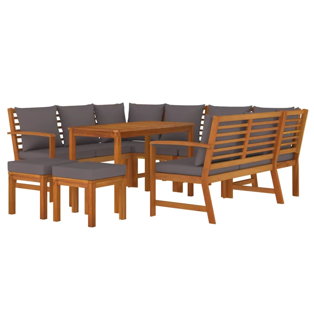 Set da Pranzo da Giardino 9pz con Cuscini Legno Massello Acacia 3154977