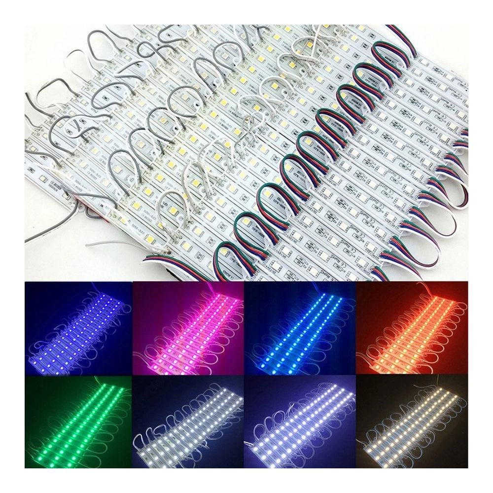Trade Shop - Modulo Da 20 Pezzi A 3 Led Smd 5050 5630 Freddo Caldo Blu Rosso Verde Rgb Ip65 - -rgb -smd 5050