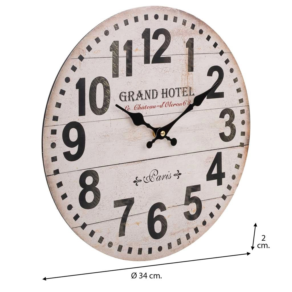 Orologio da parete in legno bianco D34x2h cm