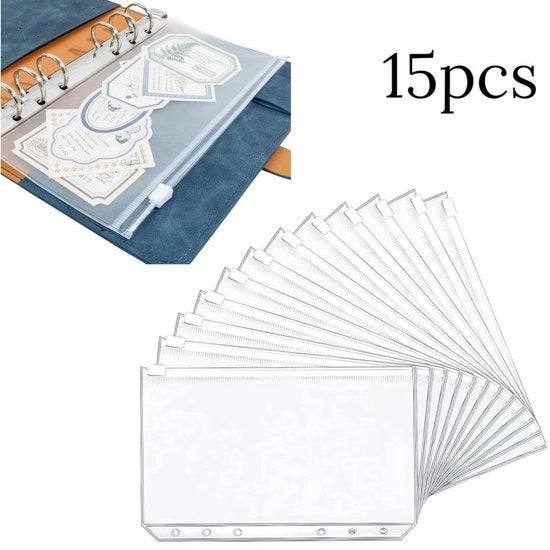 15 pezzi - supporti A6, 6 slot raccordi per accessori di pianificazione di budget, supporti per mappe 17X11cm (trasparente)
