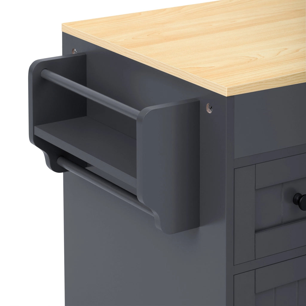 Carrello da cucina con piano estraibile, 3 cassetti, per cucina, grigio, 137-190,6 × 45,2 × 92 cm