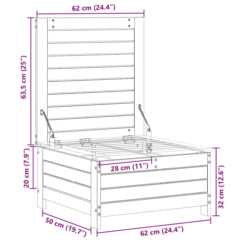 Poggiapiedi da Giardino 62x63,5x32 cm Legno Impregnato di Pino