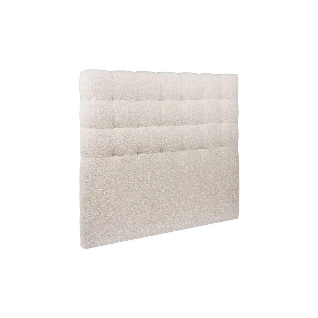 Testiera in tessuto bouclé beige chiaro imbottita L200 cm