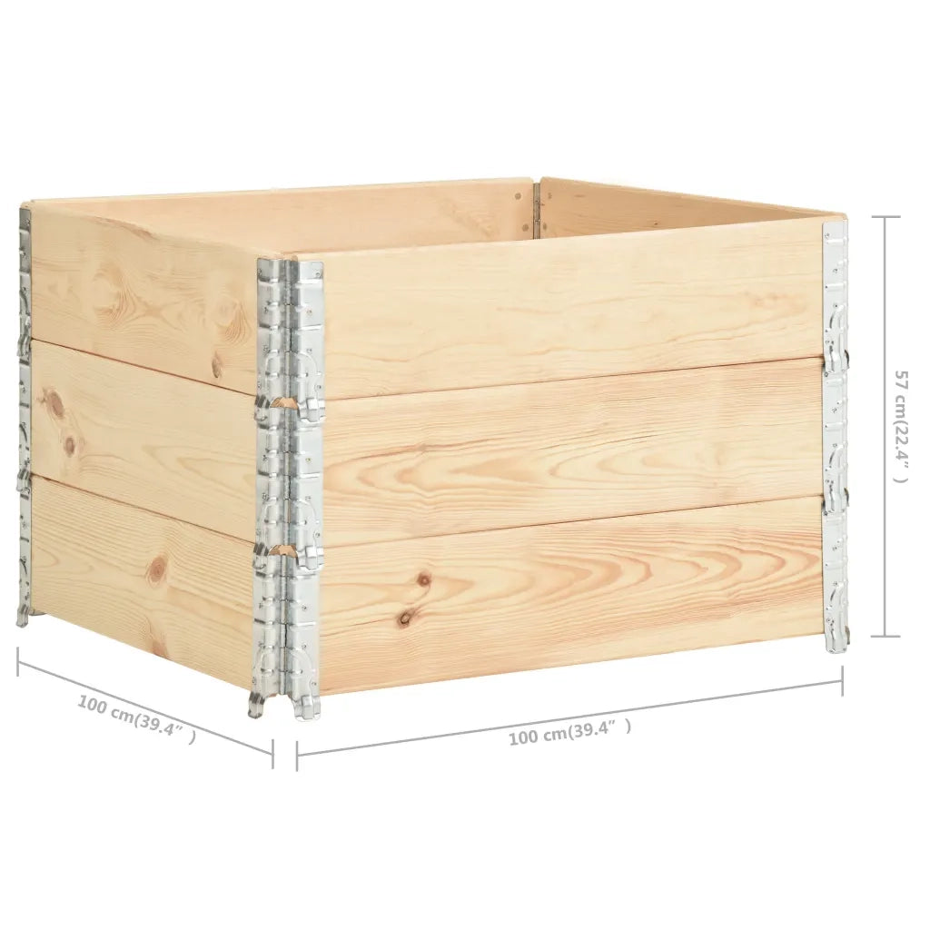 Collari per Pallet 3 pz 100x100 cm in Legno Massello di Pino 310057