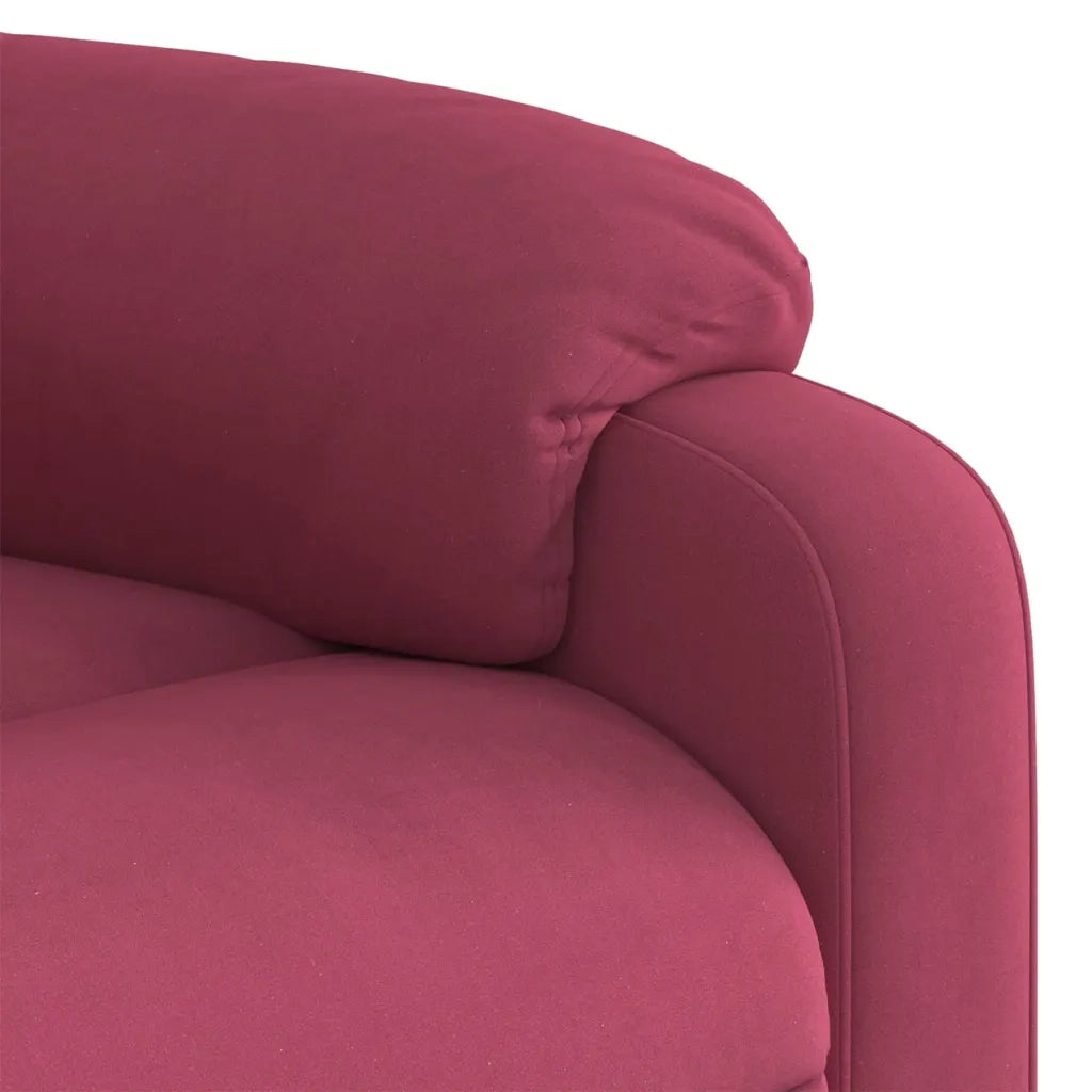 Poltrona Alzapersona Massaggio Reclinabile Rosso Vino Velluto 3205108