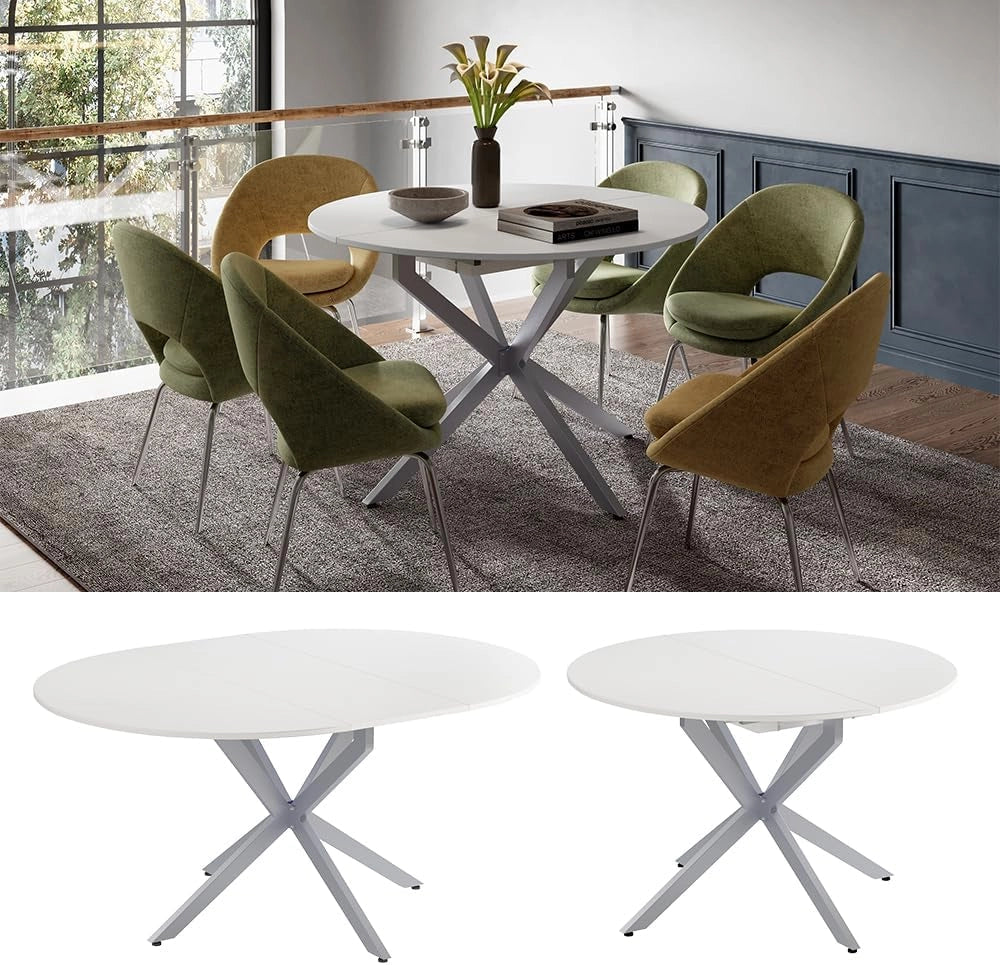 tavolo da pranzo allungabile Loyd, Bianco/Grigio, 120 x 76.5 cm Estensibile