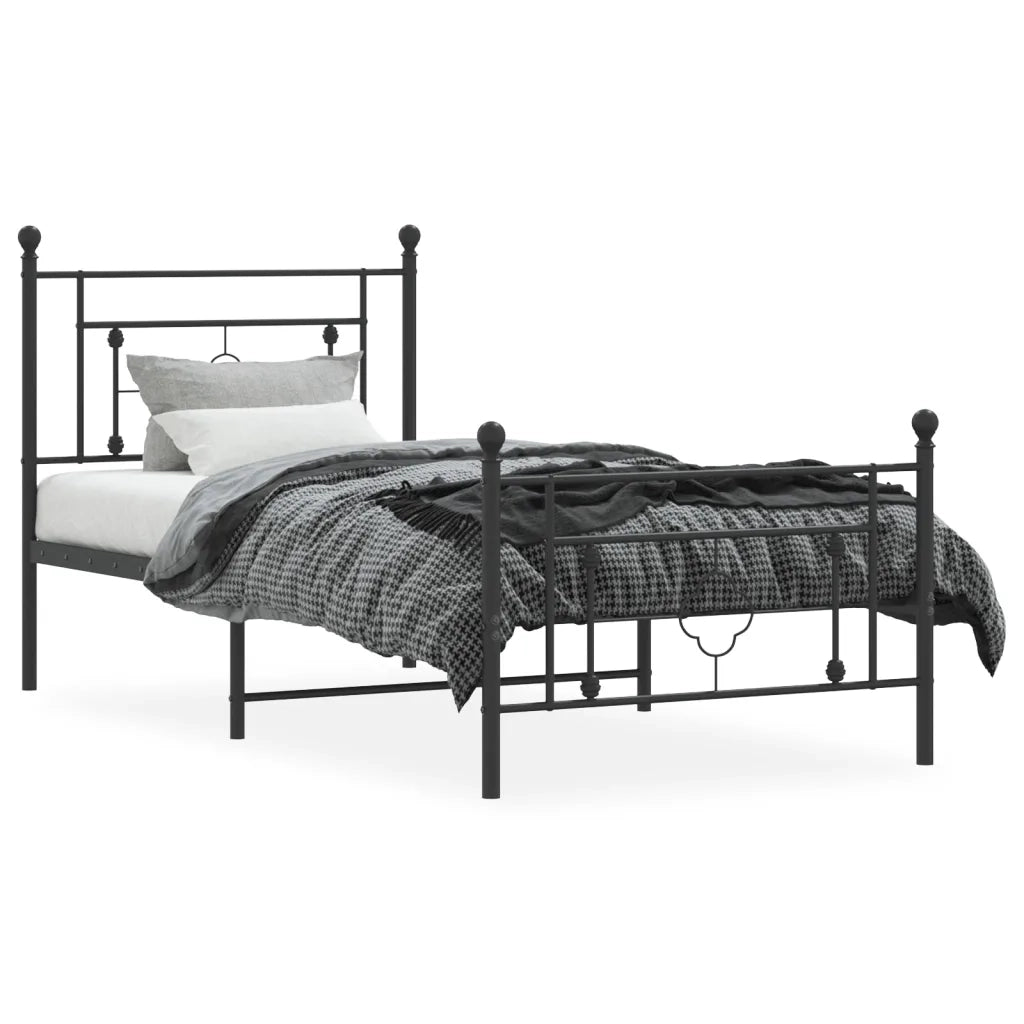 Giroletto con Testiera e Pediera Metallo Nero 90x190 cmcod mxl 109686