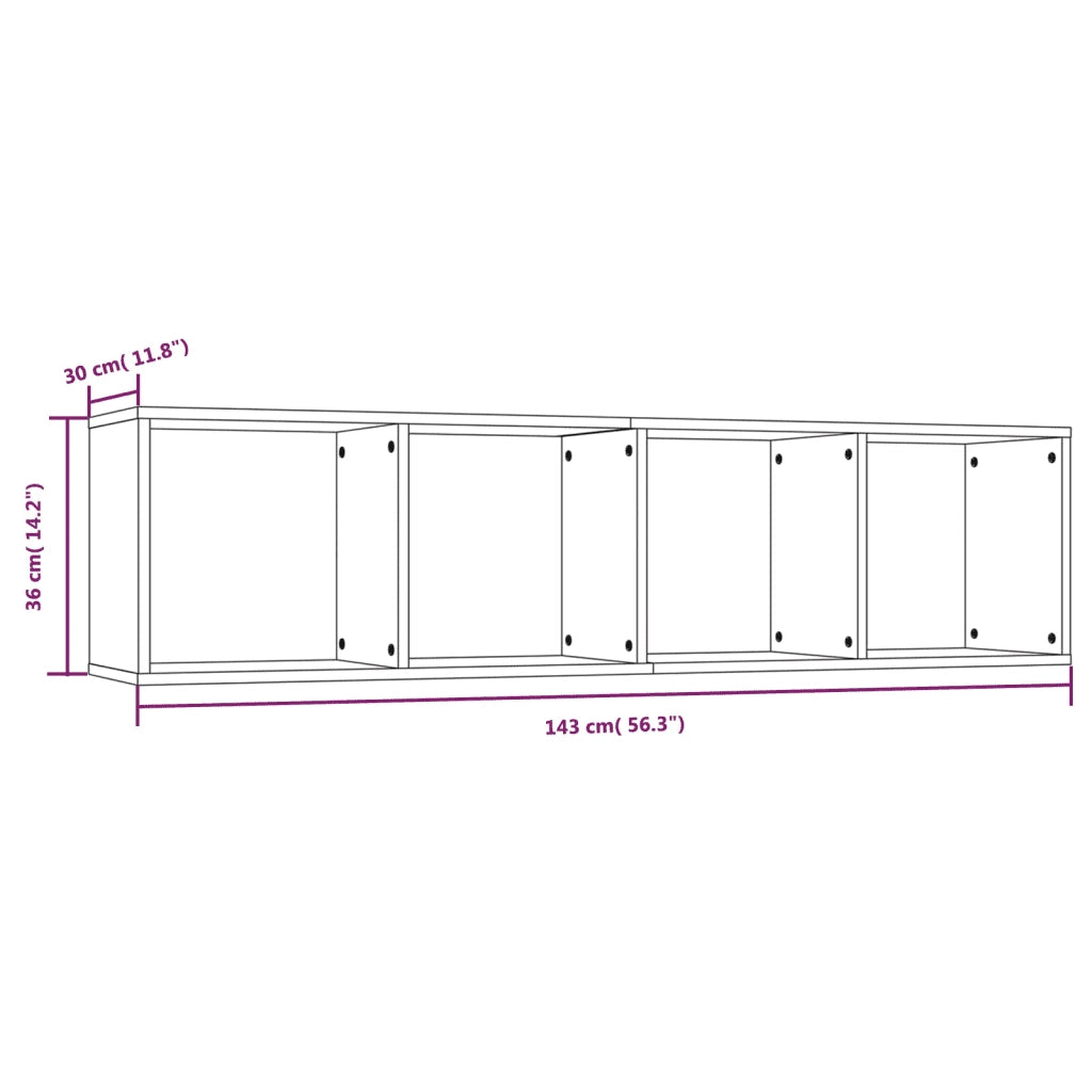 Libreria-Mobile TV Rovere Fumo 143x30x36cm in Legno Multistrato
