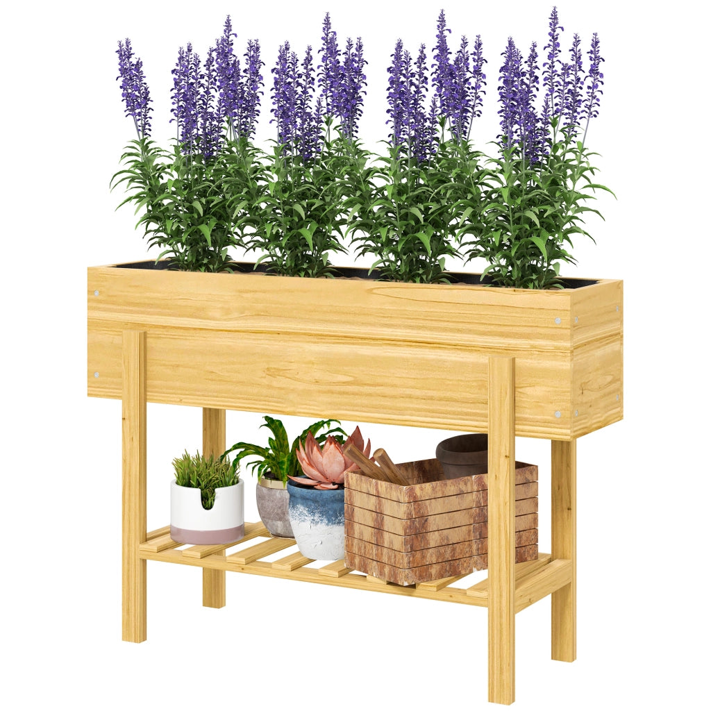 Fioriera da Giardino in Legno con Piedi ¨C zephmum ¨C Naturale 100x30x70.5 cm