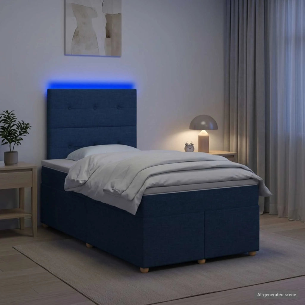 Letto box spring con materasso Blu 120 x 190 cm Tessuto 3455307