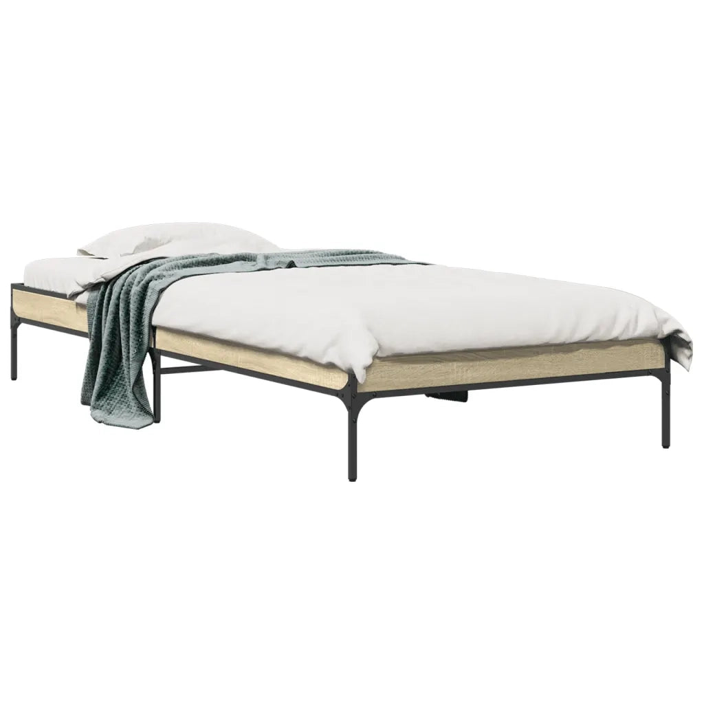 Giroletto-Struttura Letto Rovere Sonoma 100x200 cm Legno Multistrato e Metallo 715467