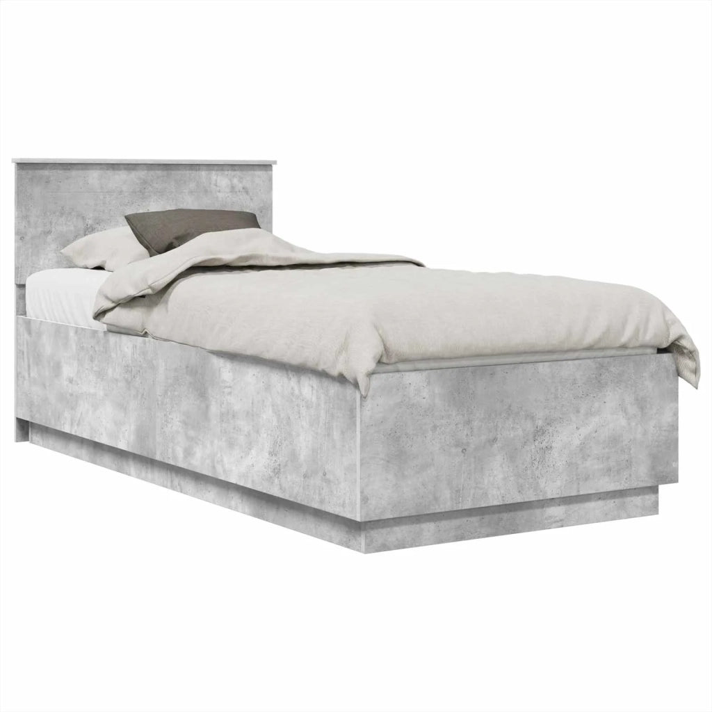 Struttura del letto con testiera Grigio cemento 90 x 190 cm