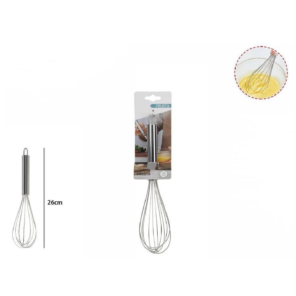 Trade Shop - Frusta 26cm Sbattitore Sbatti Uova Montare Dolce Acciaio Utensile Cucina 66198 -
