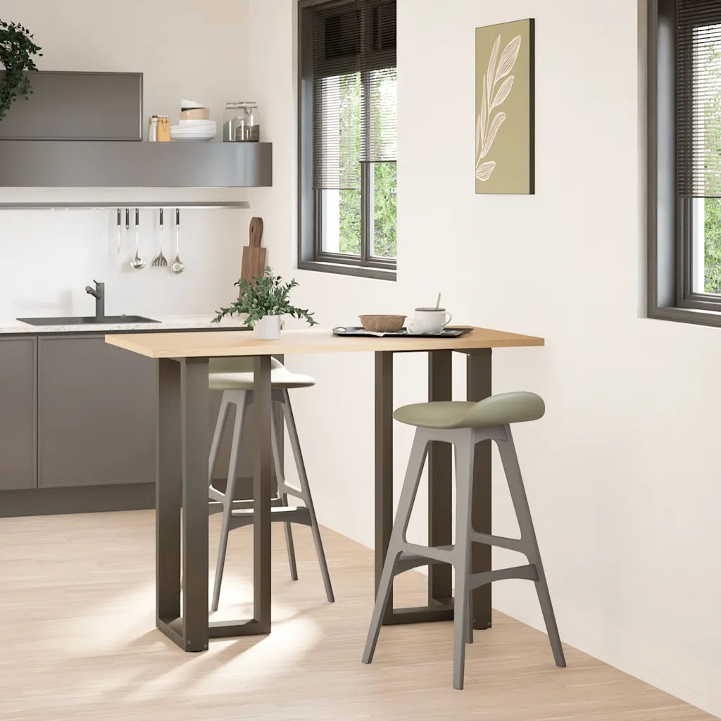 Gambe per tavolo da bar a forma di T 2 pz | Piede del tavolo nere 40x35x(100-101) cm in acciaio