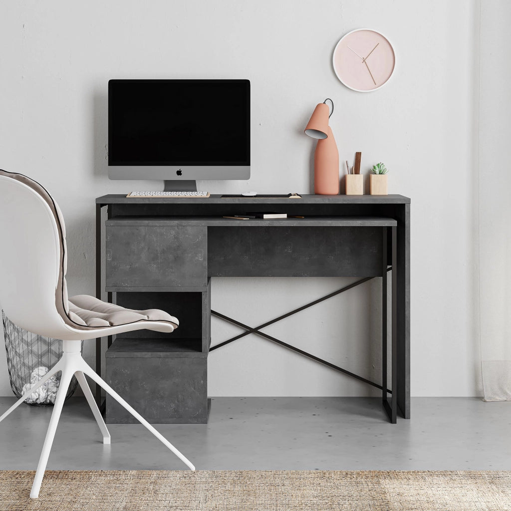 Scrivania modulare in legno "Badau" - 110 x 102 x 77 cm - Grigio