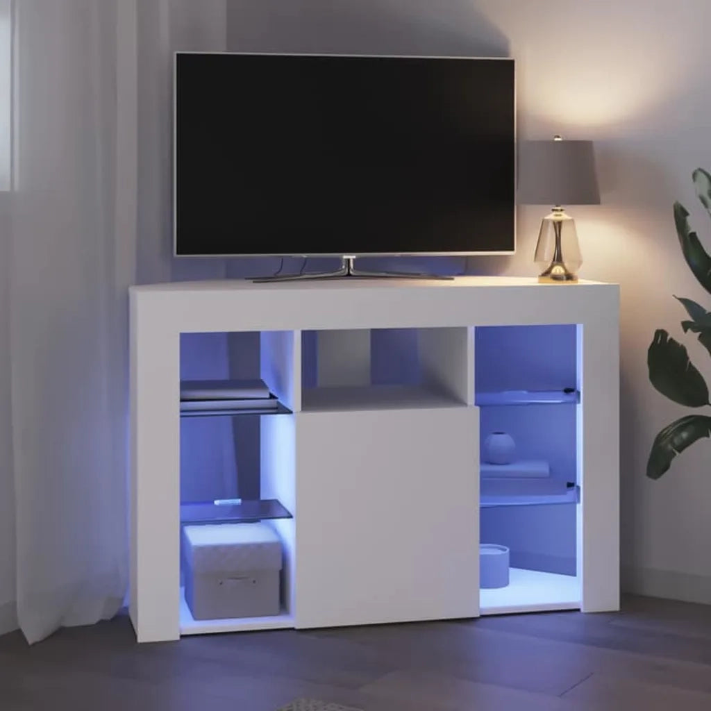 Mobile TV LED Angolare Bianco 100x40x68cm Legno multistrato 889785