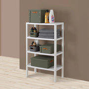 Scaffale bianco con 4 ripiani effetto legno 115cm in kit di montaggio Buzz
