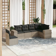 Set Divano da Giardino 6pz con Cuscini Grigio Chiaro Polyrattan