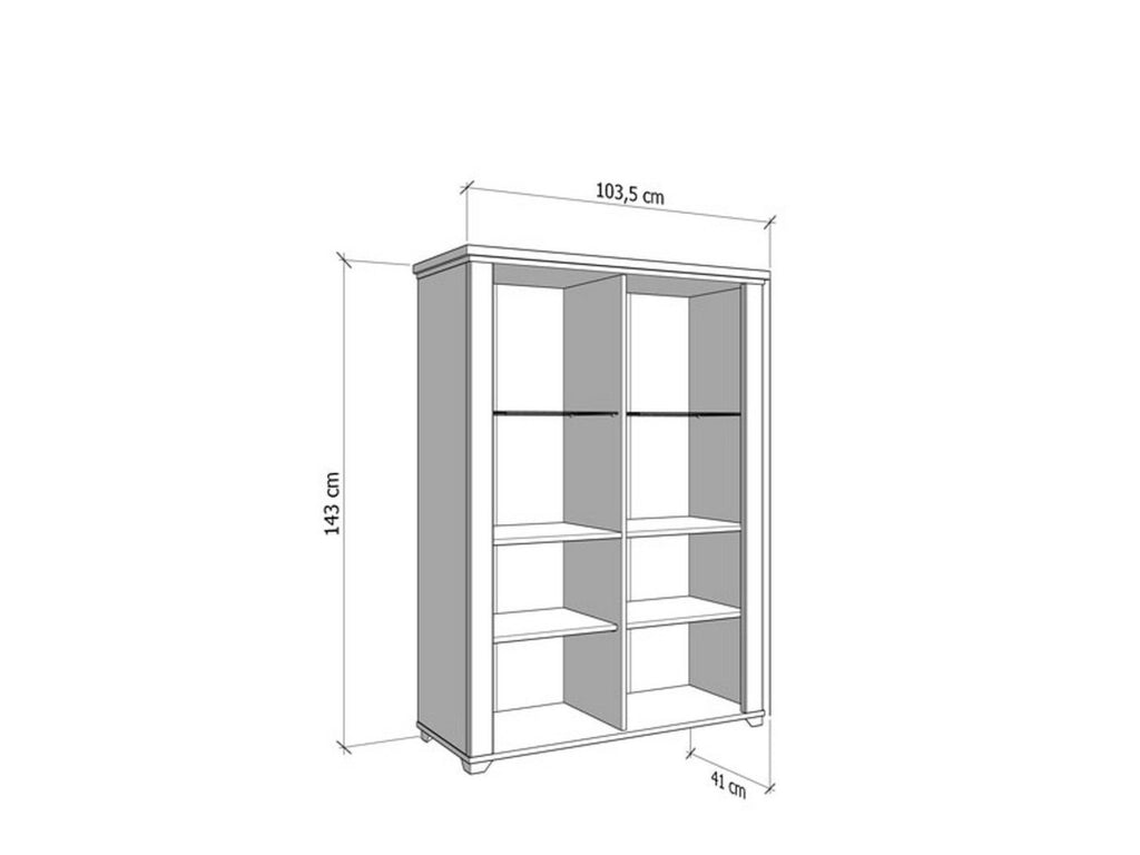 Mobile Espositore Sarconi, Vetrina 6 Ripiani, 103.5x41x143h cm Grigio