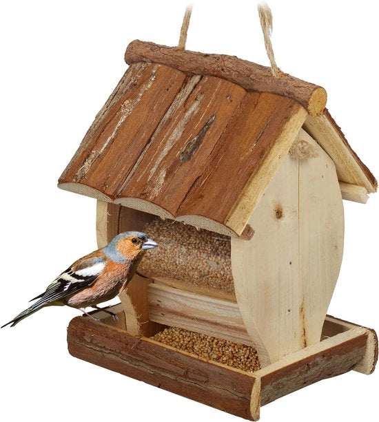 Annaffiatoio per Uccelli Appeso HBD 20 x 15.5 x 13 cm Annaffiatoio in Legno Naturale