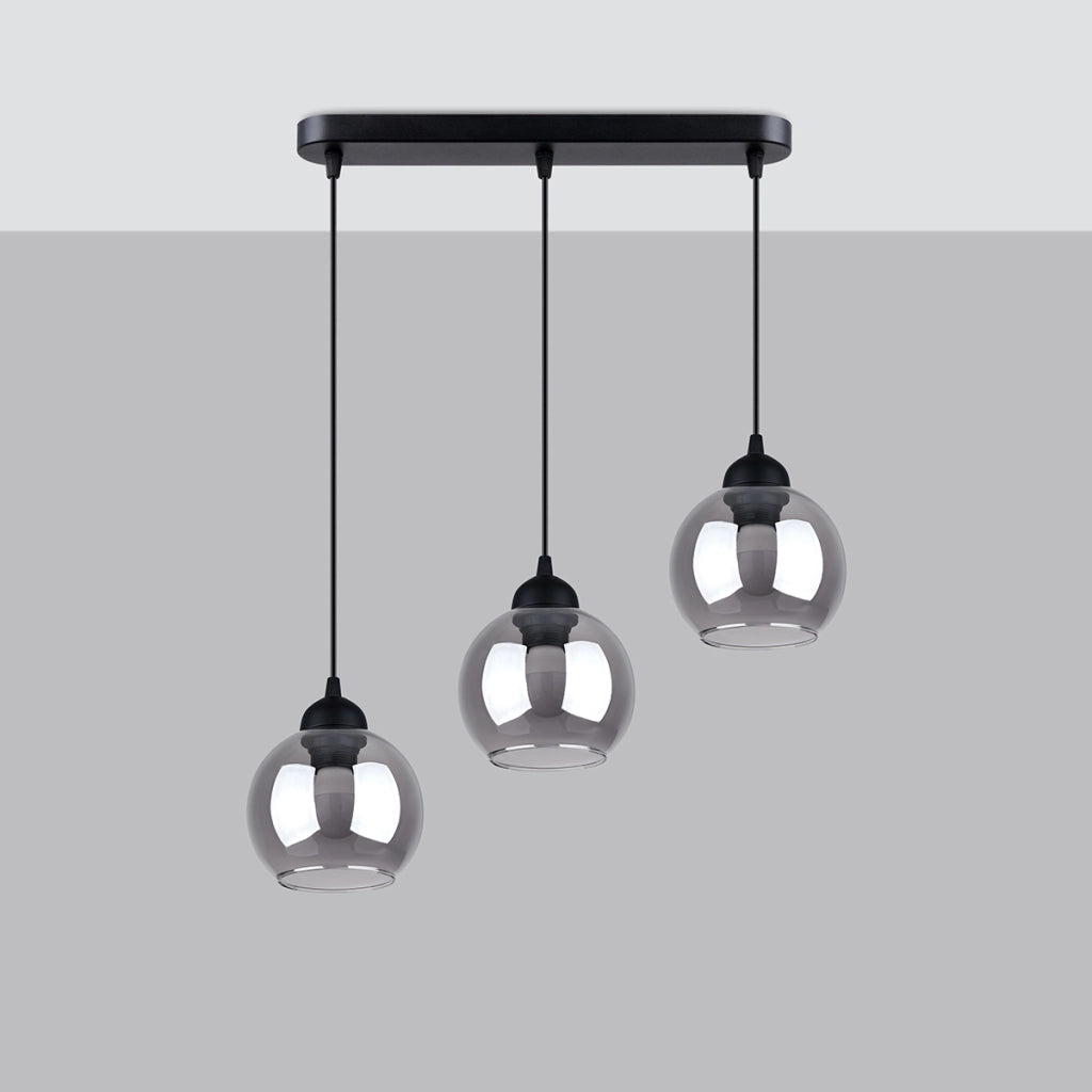 Lampada a sospensione a LED ALINO in acciaio nero a 3 luci, design moderno e minimalista