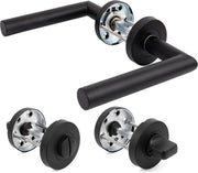 Maniglia rotonda in acciaio inox nero lucido - per porte d'ingresso e porte interne - H-0204-BLM WC.