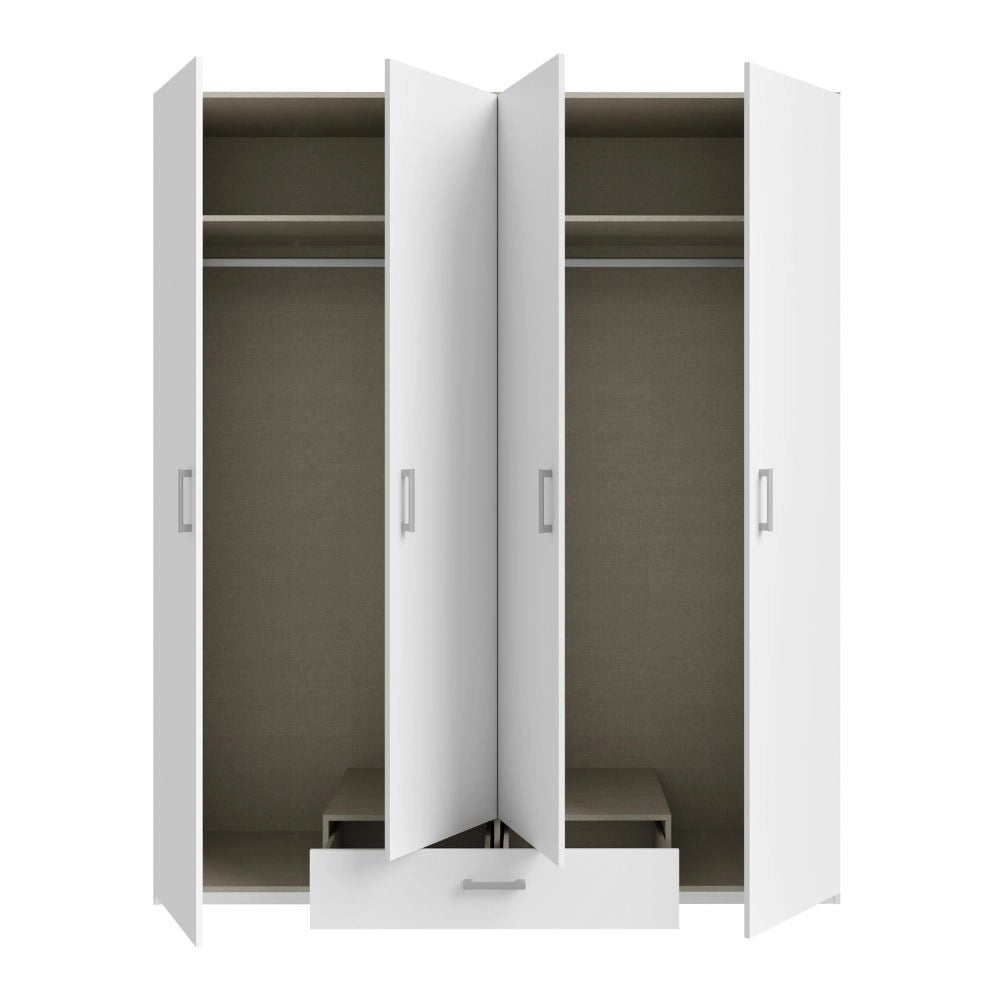 Armadio Arcadia 4 ante e 1 cassetto bianco 177.5x54x210.5H