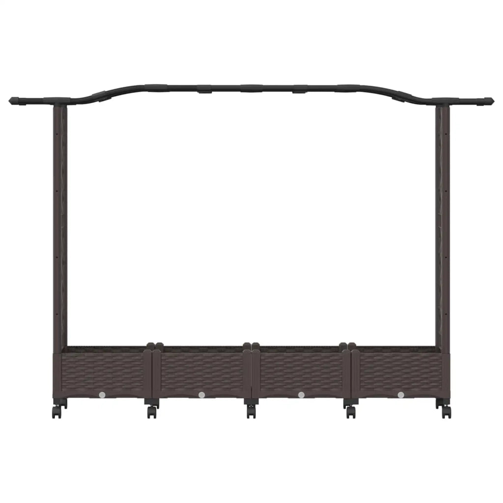 Letto Rialzato con Griglia e Tetto Marrone 207 x 40 x 129 cm PP 3423148
