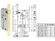 SERRATURA CON FORO CILINDRO SICUREZZA 2.0 BORDO QUADRO OTTONATO LUC.- - mm.60 (B80852.60.03) - 1 pezzi AGB