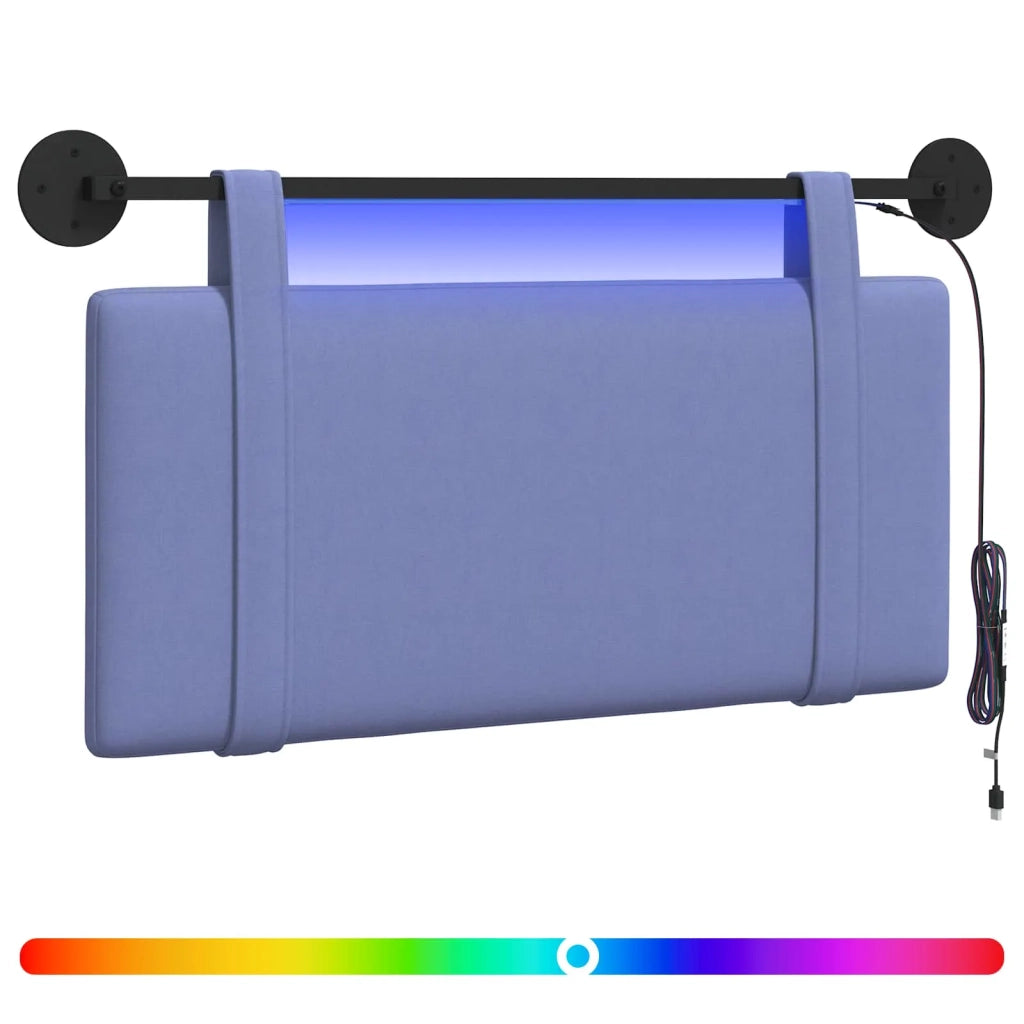 Testiera | Testata sospesa Con luce LED Blu jeans Tessuto
