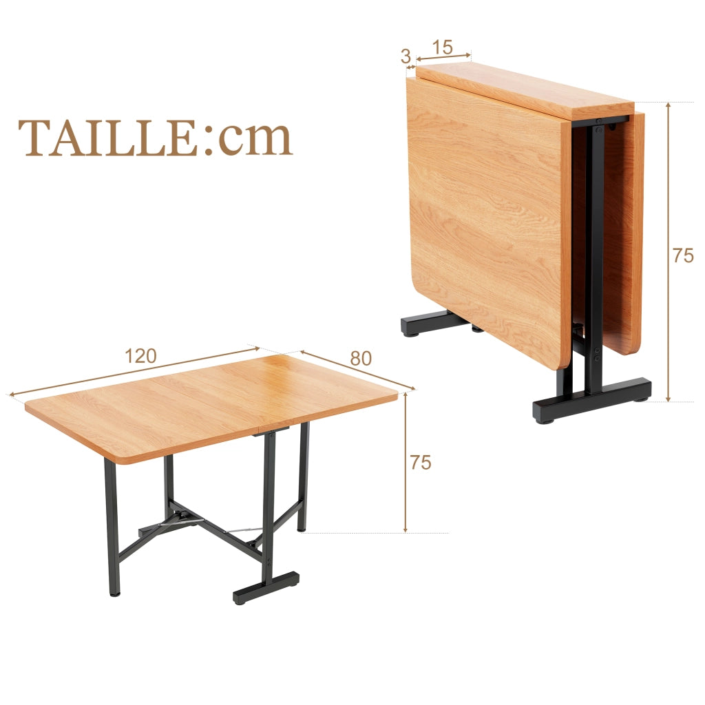 Tavolo da pranzo allungabile e pieghevole con supporto in lega, portata 60 kg, in MDF, quercia bianca americana