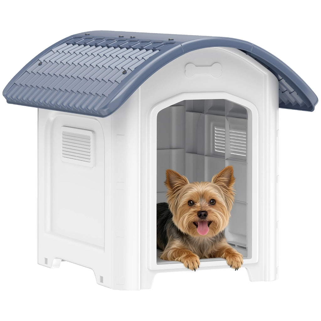 Casetta per Cane Esterno in Plastica con Pavimento Sollevato ¨C zephmum ¨C Grigio
