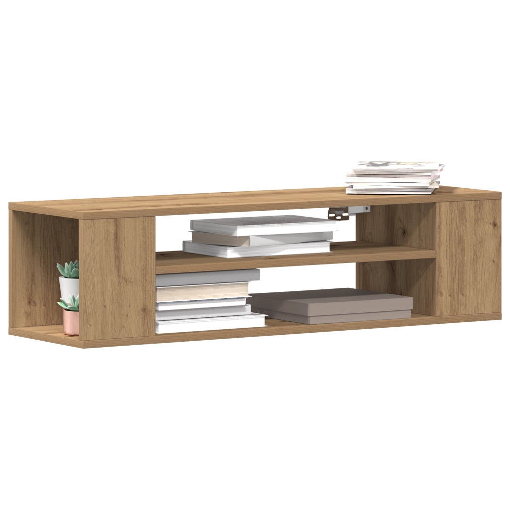 Mobile TV da muro  in rovere artigianale, 100x30x26,5 cm, in legno ingegnerizzato