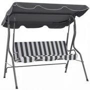 Balancelle da Giardino 3 Posti con Cuscini Grigio e Bianco ¨C zephmum ¨C Grigio, Bianco, 3 Posti